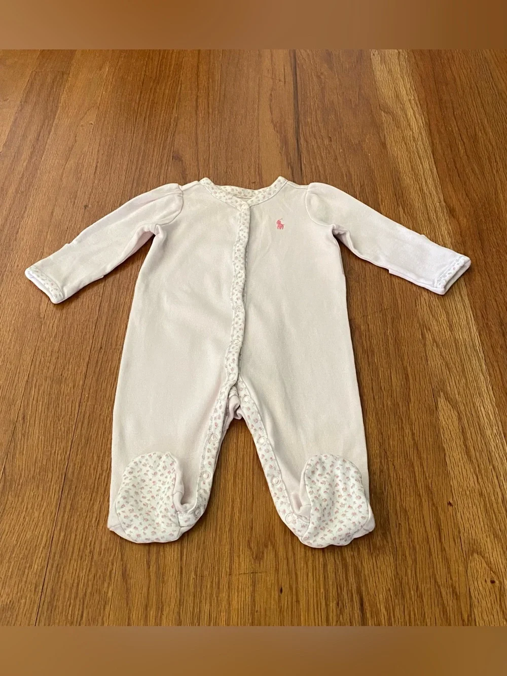 Ralph Lauren Floral Trim and Striped Coveralls Baby Set